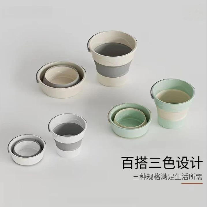 泡脚桶家用小号洗脚盆儿童可折叠足浴盆便携式水桶专用中号（混色）