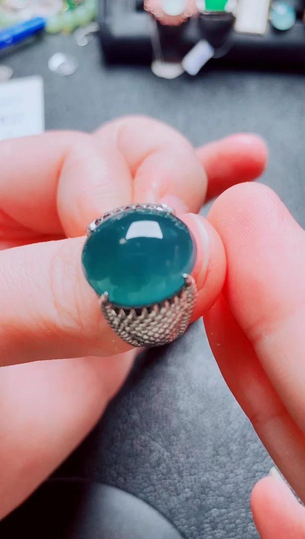 银S925镶嵌戒指翡翠111