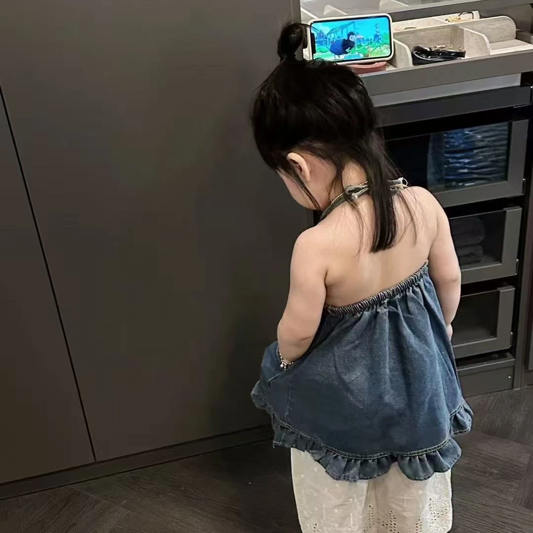 儿童女童牛仔洋气时尚休闲百搭韩版