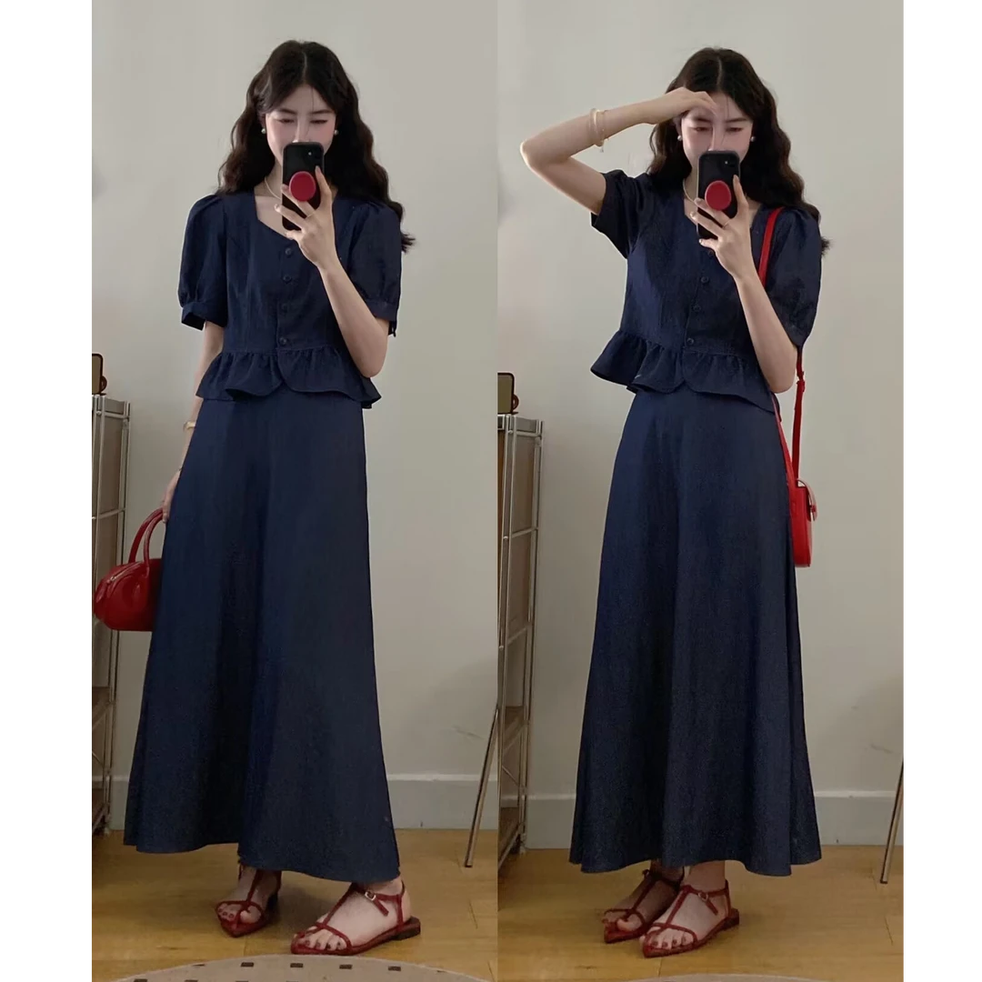 大码夏季新款大码女装设计感时尚高级感显瘦两件套套装