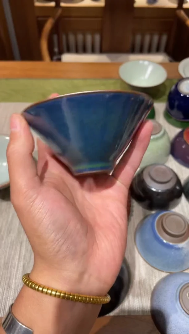 杯子h*j王波窑窑变斗笠杯微瑕