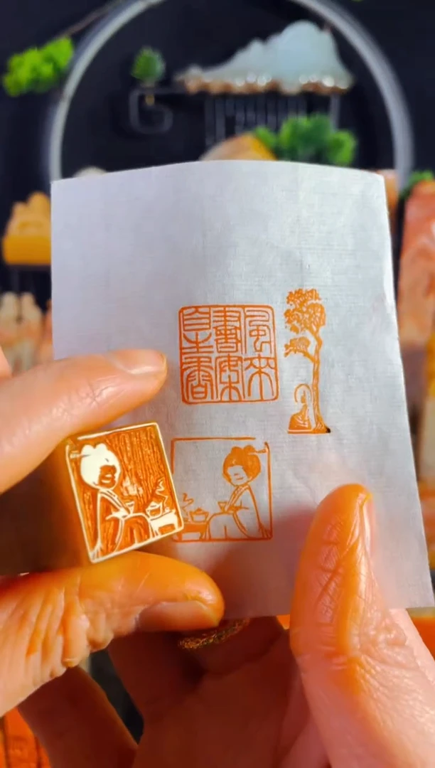 【闪购商品】巴林石印石手工篆刻《煮茶女孩》2.0巴林