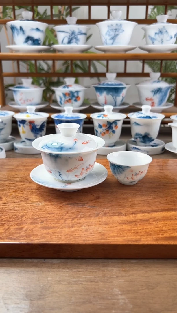 全品蓝莲130ml三才盖碗+小和顺杯1个