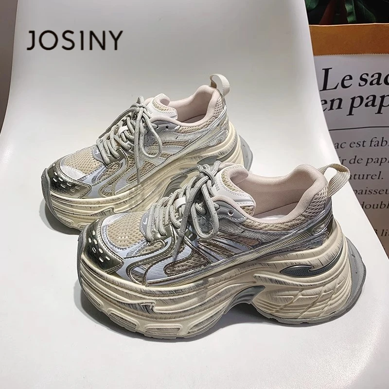 卓诗尼【断码清仓】厚底增高老爹鞋女2025秋季新款小个子休闲运动鞋