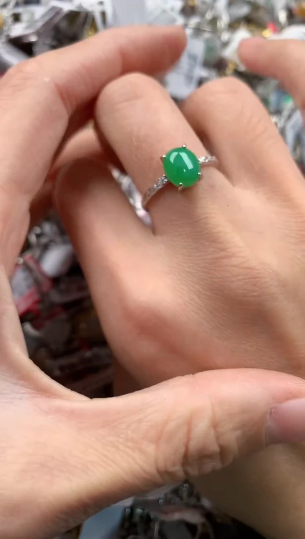 银S925镶嵌戒指翡翠888   9