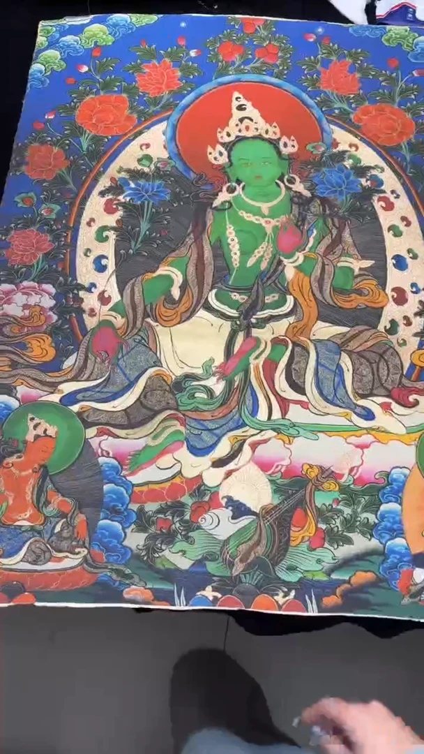 装裱画手绘唐卡藏艺阁 绿度母