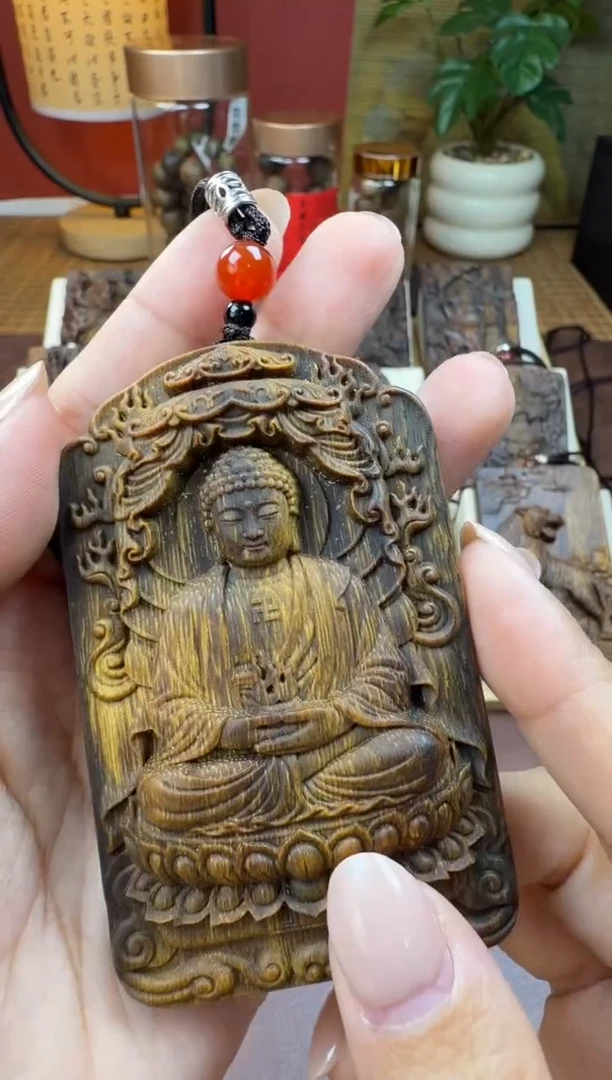 木木雕款芽庄 十二生肖守护  羊 猴 大日如来  8cm 送养香瓶