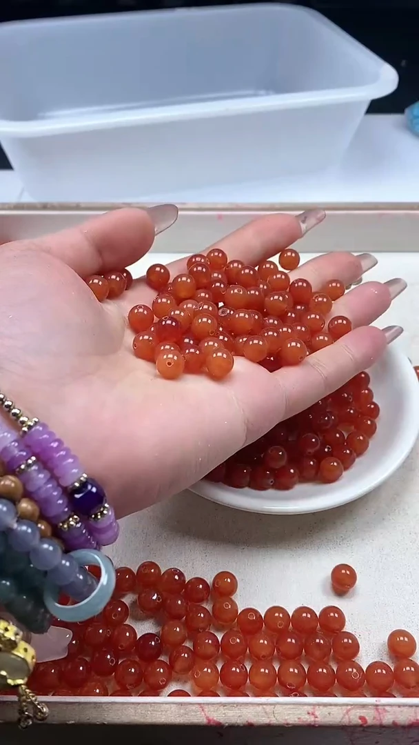 【闪购商品】玛瑙/玉髓颈饰未镶嵌w639柿子红南红8mm*30颗