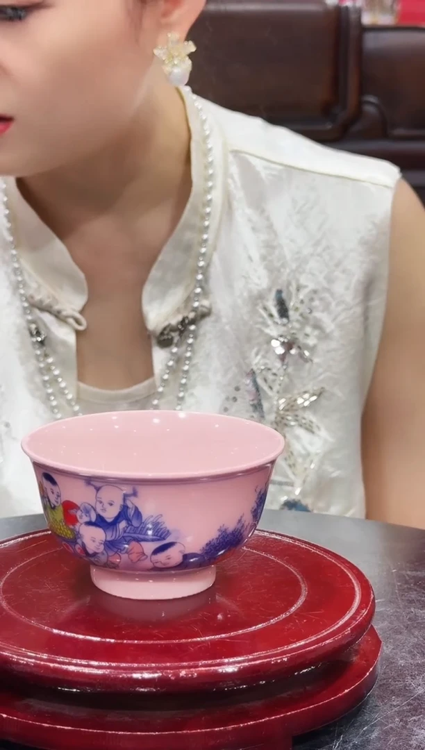 瓷片婴戏图陶瓷压手杯