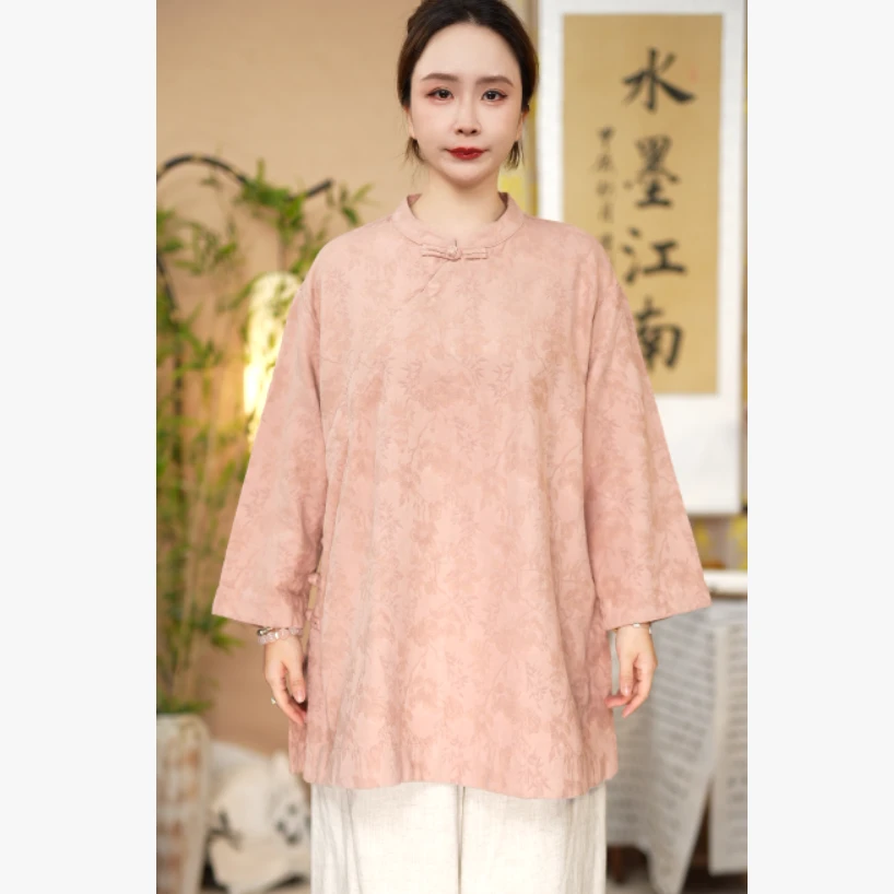 水墨江南-【佩琅纯亚麻提花袍子7198