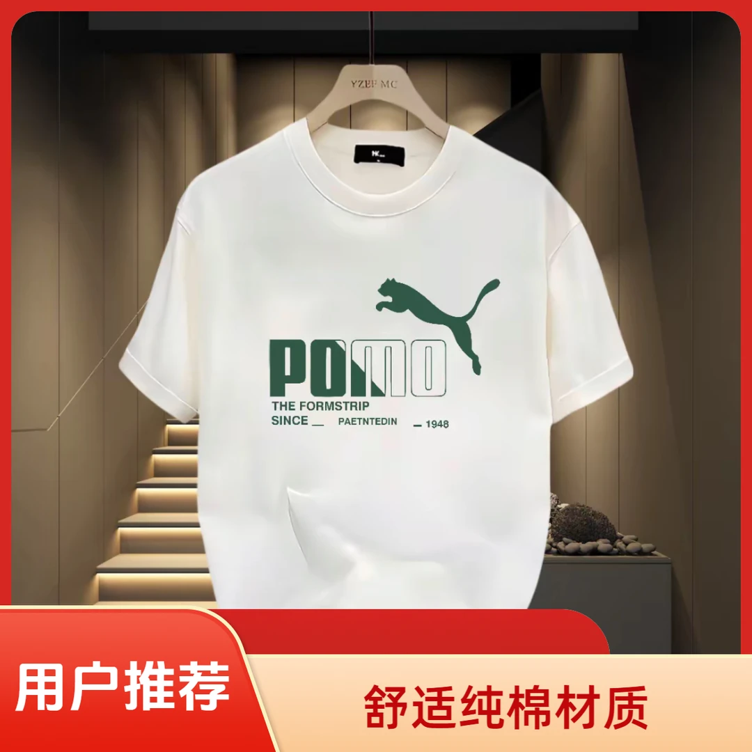 2025夏季新款男士高品质潮流百搭圆领短袖t恤时尚个性短袖上衣男