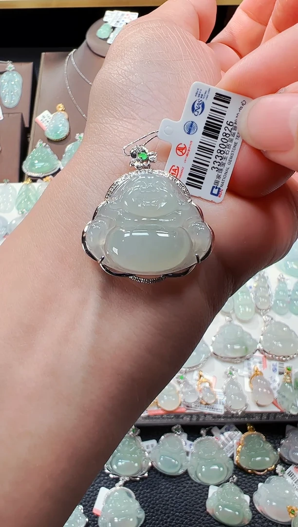 【闪购商品】翡翠吊坠(不含链)18K金镶嵌佛公吊坠826