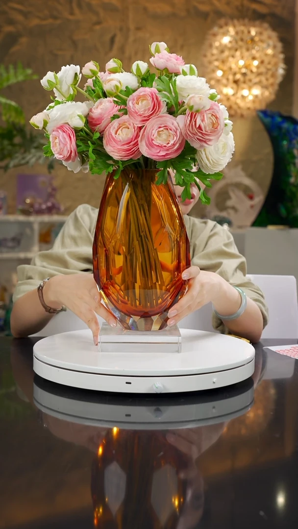 琉璃琥珀金色切面花瓶