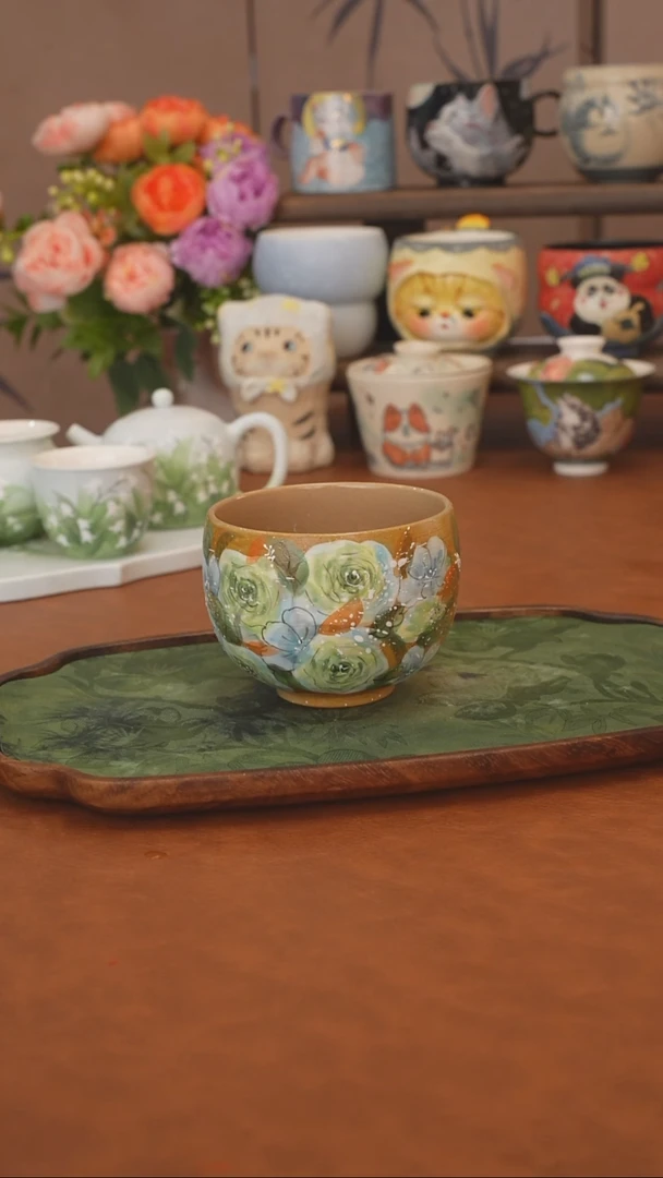 是泥吖 绿玫瑰大蛋杯