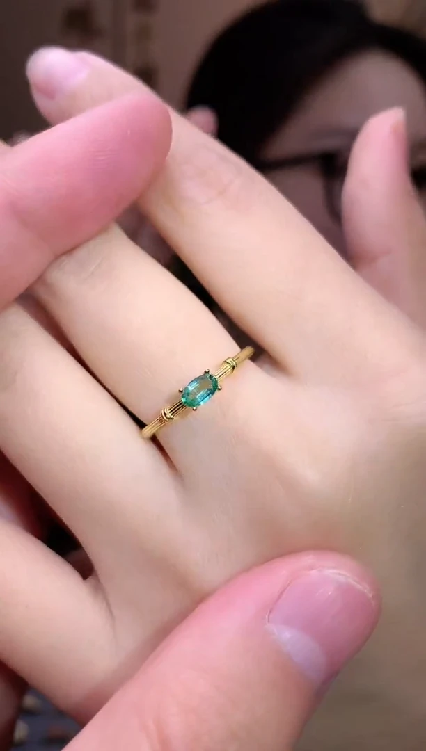 【闪购商品】祖母绿戒指银S925镶嵌戒指