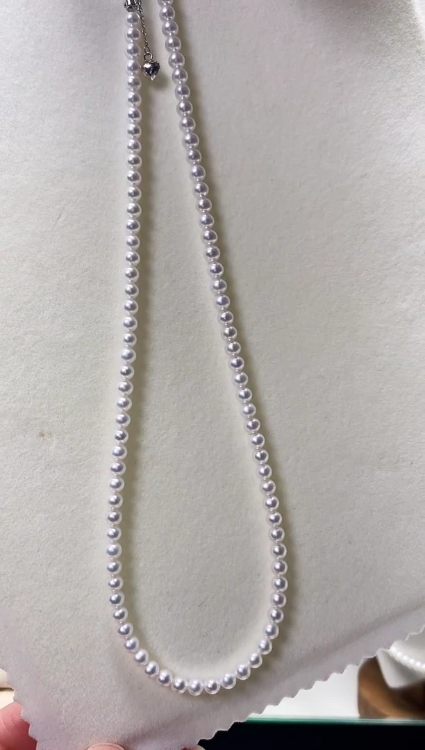 项链银S925镶嵌淡水珍珠4-5mm