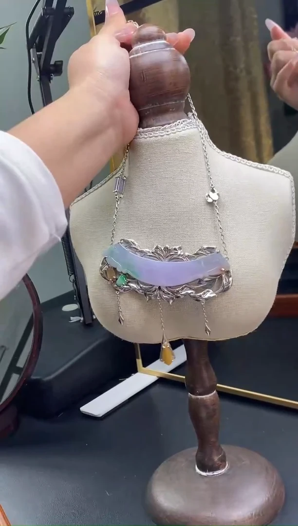 颈饰银S925镶嵌翡翠14026