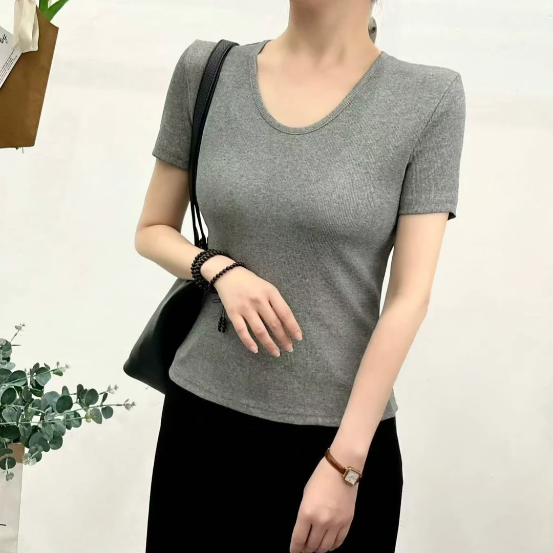 2395新款U字领时尚内搭打底薄款小衫