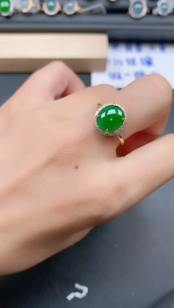 银S925镶嵌戒指翡翠111