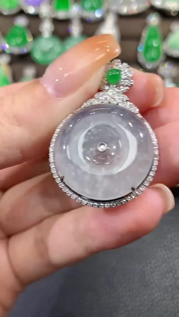 吊坠(不含链)18K金镶嵌翡翠C58