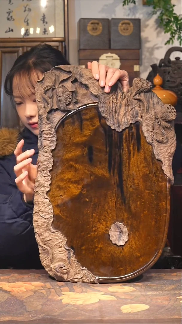 金丝楠小叶桢楠【89】纯手工精雕 整板整雕 满花干料茶盘