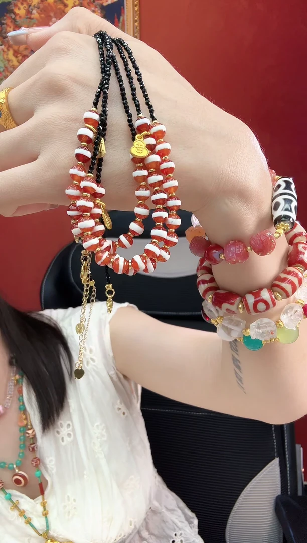 玛瑙/玉髓项链未镶嵌红肉一线药师微笑链