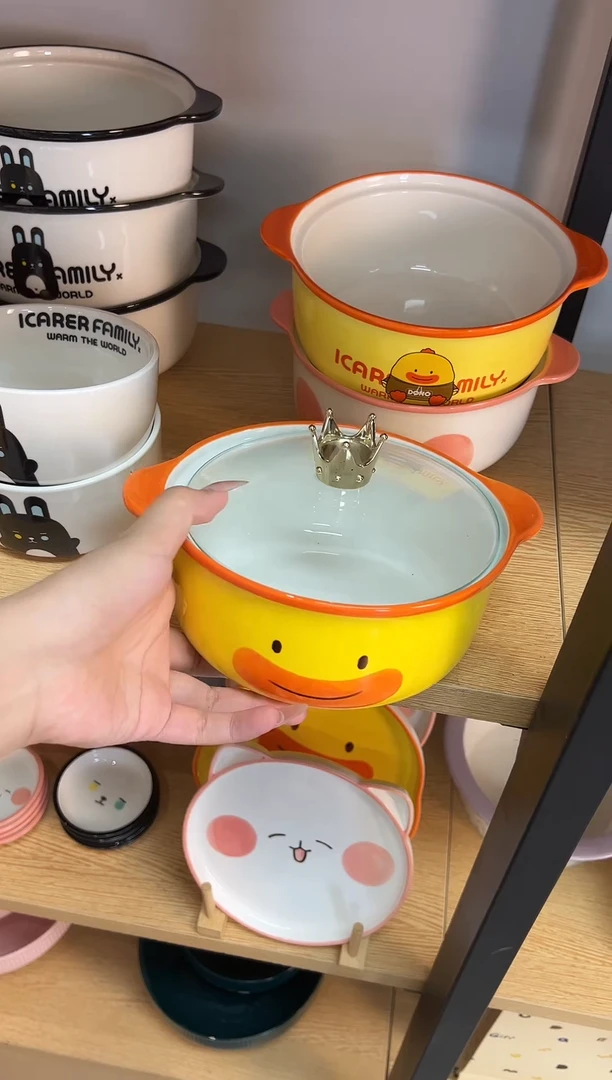 瓷艾克家族6寸泡面碗+盖子+筷子