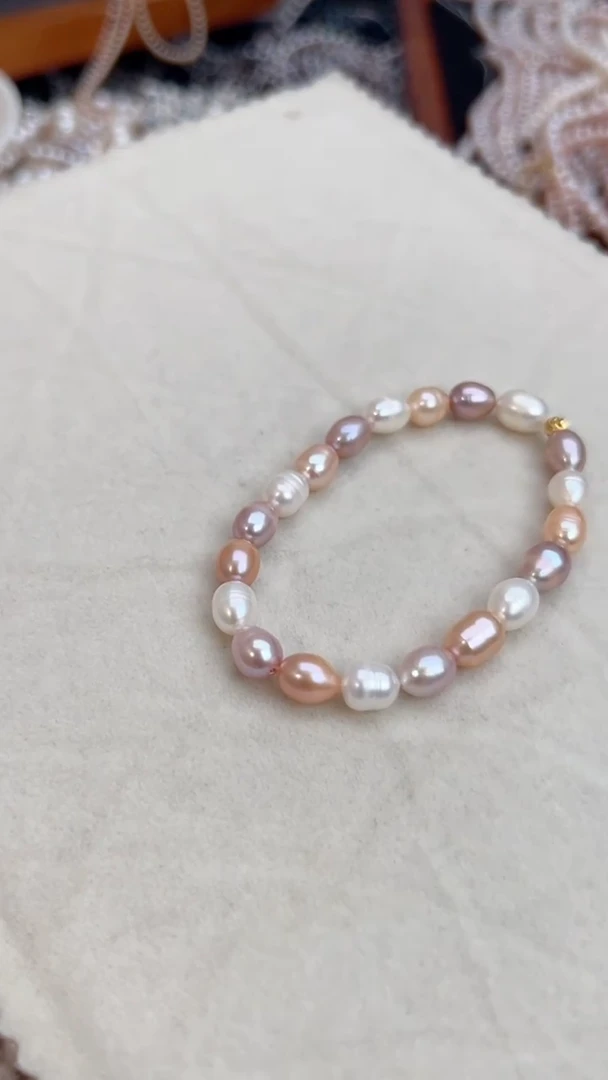 未镶嵌39淡水珍珠糖果色*手链