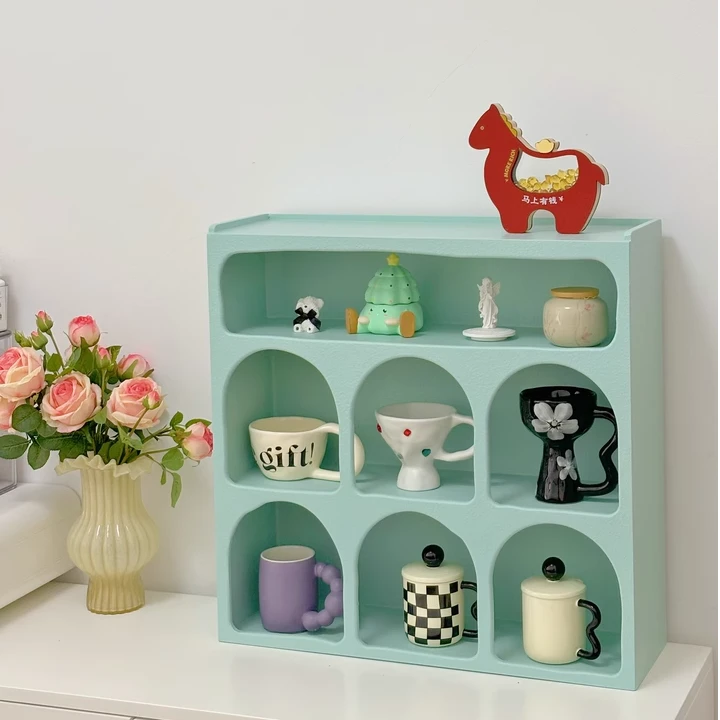 多巴胺壁挂式置物架INS风桌面格子架多层小型咖啡杯墙上收纳壁柜