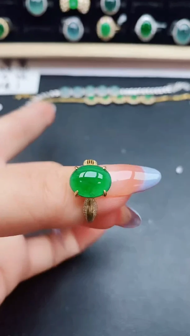 翡翠戒指银S925镶嵌2132