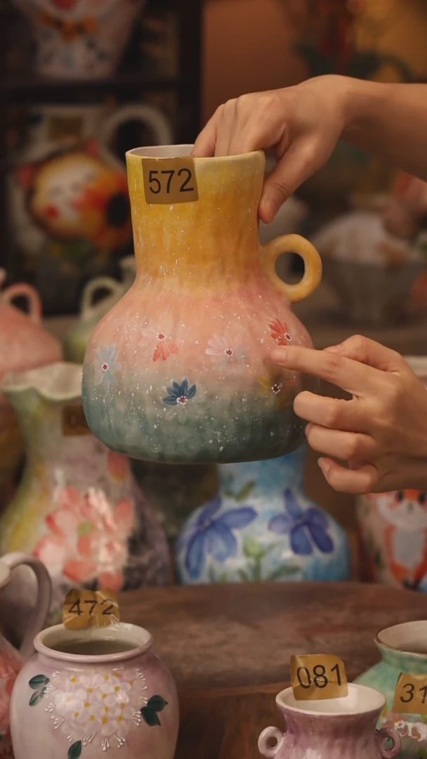 陶瓷572景德镇设计师手作花器摆件侘寂风