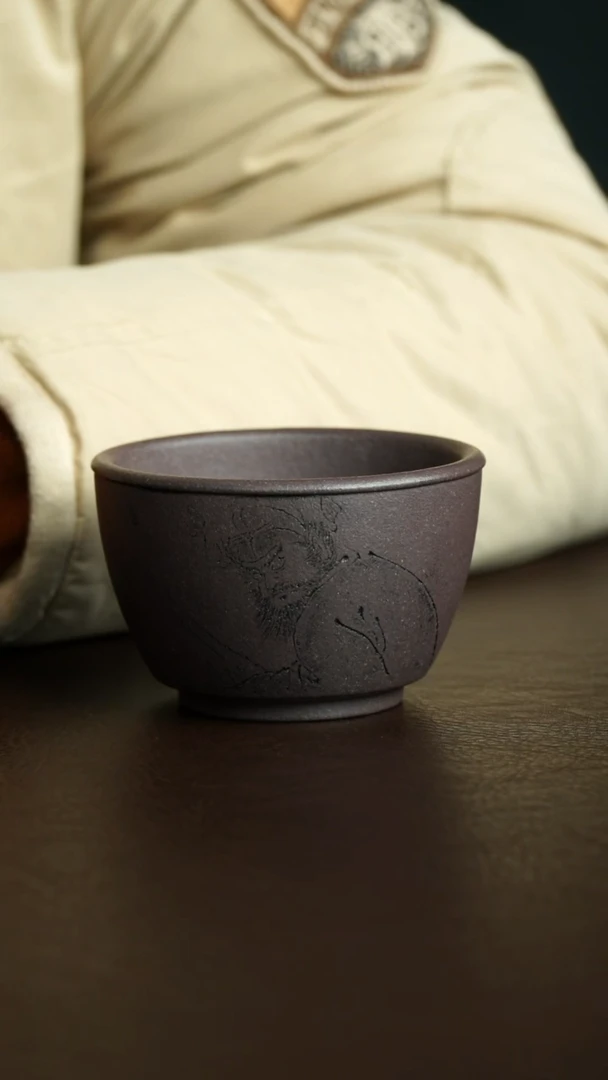 茶杯紫砂25号 钟馗杯 宜兴紫砂原矿作品