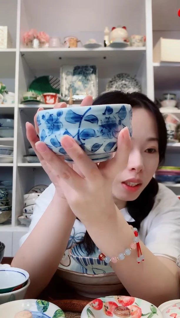 陶瓷【孤品】有田烧手绘青花异形碗