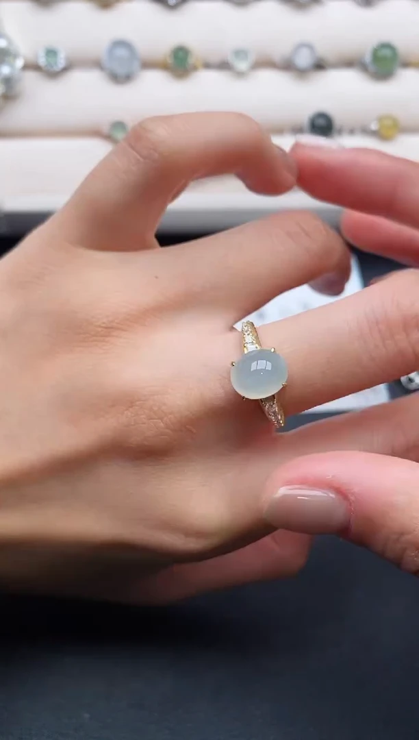 银S925镶嵌戒指翡翠2222222+7