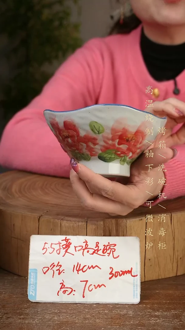 碗瓷景德镇手工手绘高温瓷釉下彩