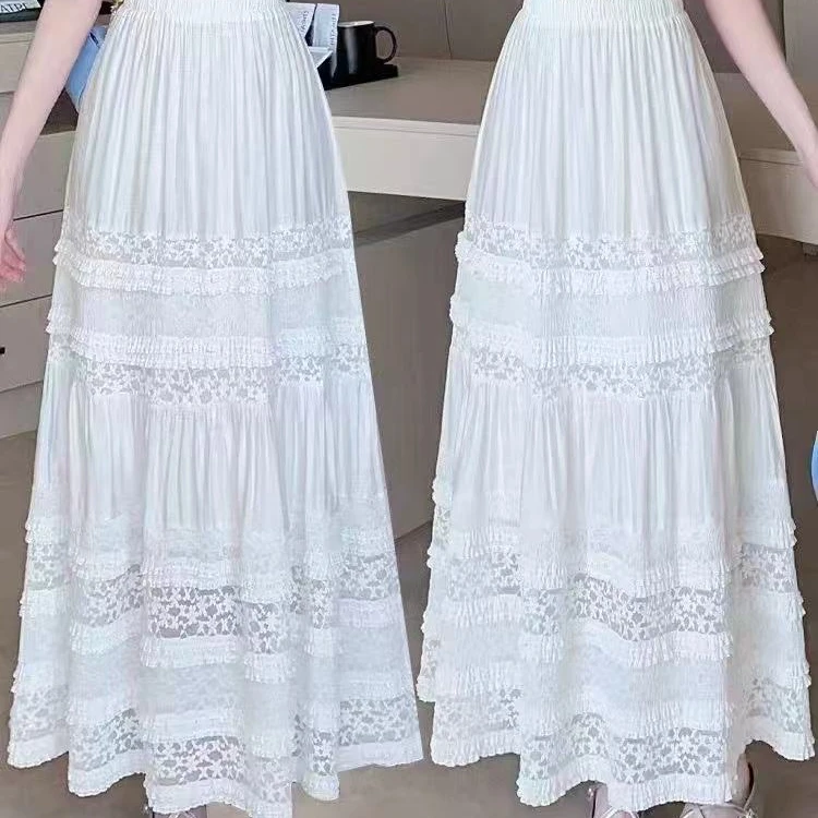 2025新款春夏季气质半身裙女垂感a字中长裙高腰显瘦遮肉蛋糕裙