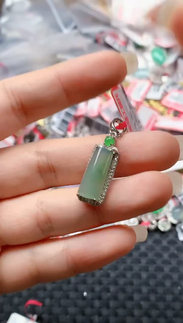 银S925镶嵌戒指翡翠天然A货缅甸翡翠