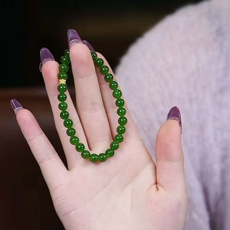 【小池专属】18K和田玉碧玉手串 6mm XCC0060