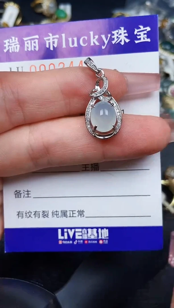 翡翠银S925镶嵌颈饰2449