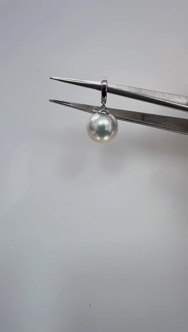 【闪购商品】淡水珍珠DA银S925镶嵌白珠吊坠10 b666