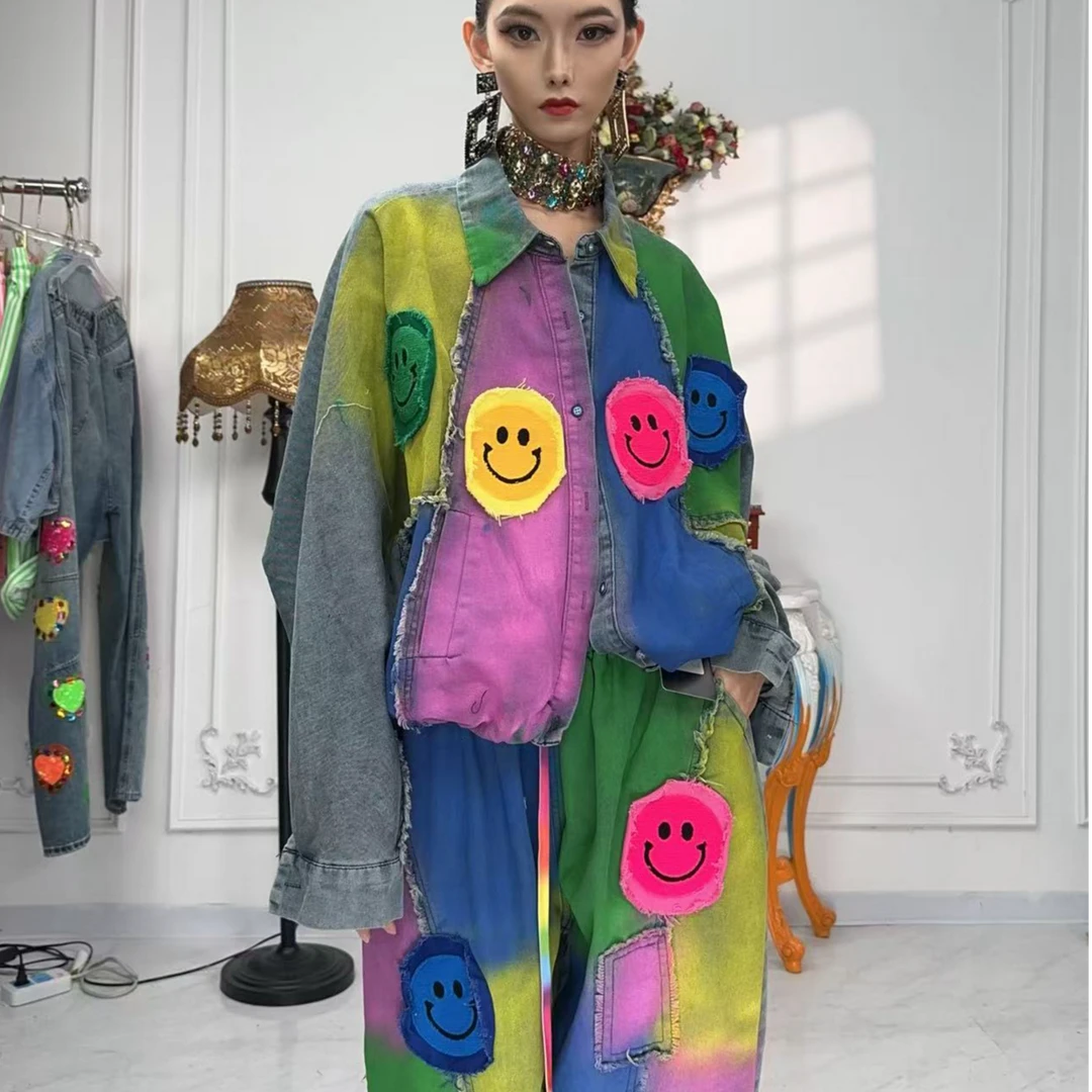 F00167 香港设计师原创潮牌女士手工绘制夏季黑色复古套装