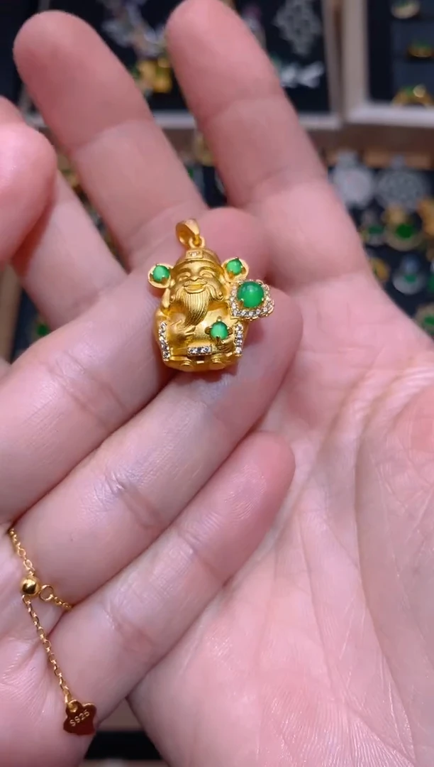 【闪购商品】翡翠吊坠(不含链)银S925镶嵌财神