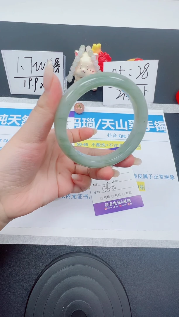【闪购商品】石英质玉手镯未镶嵌编号：193--59.5圈 天山翠