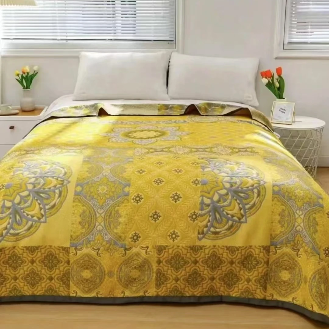 【橙色洛克】多功能亲肤长绒棉纱布盖毯200*230+枕巾一对