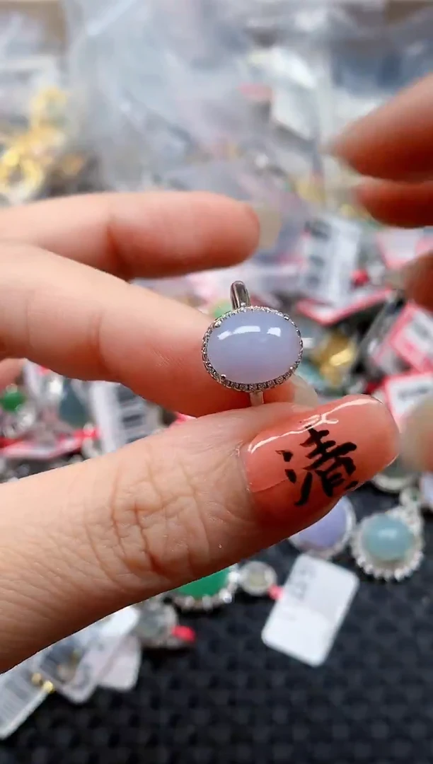 银S925镶嵌戒指翡翠天然A货缅甸翡翠