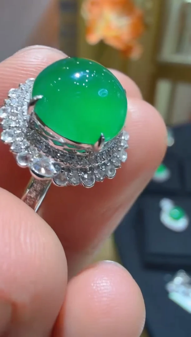 18K金镶嵌戒指翡翠多样性团购发一件