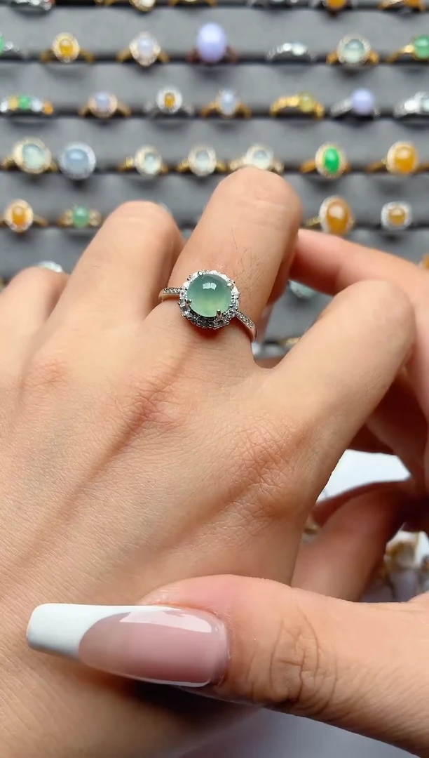 银S925镶嵌戒指翡翠堉***k.