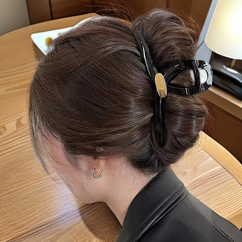 盘发珍珠夹子发夹大发量后脑勺气质美拉德鲨鱼夹明星同款扭扭夹