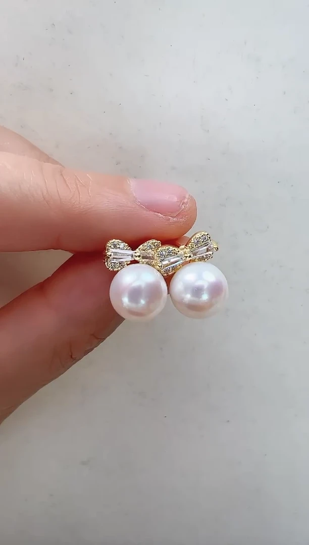 【闪购商品】淡水珍珠耳饰合金蝴蝶结