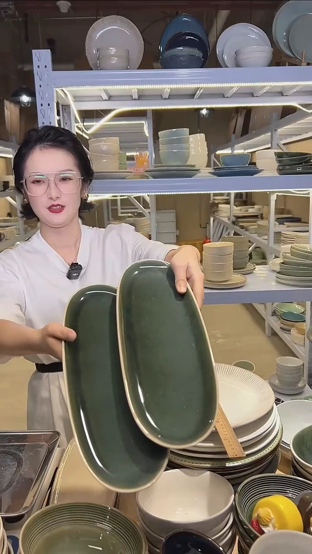 瓷164（鱼盘）外贸尾货高温釉下彩陶瓷餐具默认微瑕